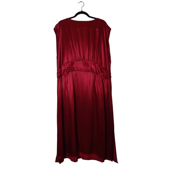 Vtg Torrid Y2K Red Satin Cap Sleeve Party Cocktail Midi Dress 22 Dark Romantic - Picture 1 of 11